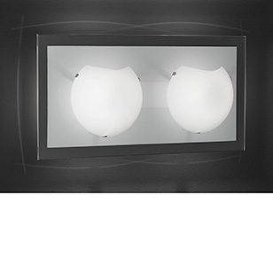 Wofi Lighting Colombo Modern Rectangular White Glass Wall Light With Two Lights