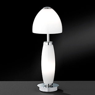 Wofi Lighting Denton Modern Chrome Table Light With A White Glass Shade And Stem