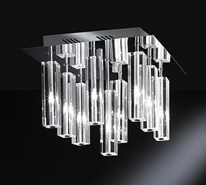 Wofi Lighting Dover Chrome And Glass Ceiling Light With Nine Glass Shades