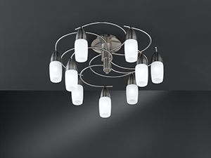 Wofi Lighting Funan Modern Energy Saving Brass Matt Circular Ceiling Light With Nine White Glass Shades