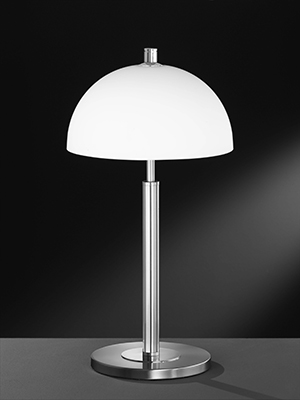 Wofi Lighting Georgia Nickel-matt Table Light With A White Dome Shaped Glass Shade