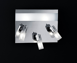Wofi Lighting Guinea Modern Chrome Wall Light With Three Spots And Recessed Lights In The Back Plate