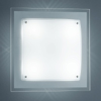 Wofi Lighting Kanpur Modern Square Glass Wall Light With White And Clear Glass