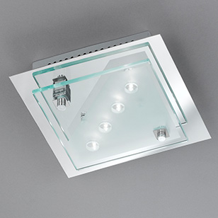 Wofi Lighting Medan Modern Chrome And Glass Square Ceiling Light