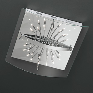 Wofi Lighting Michigan Chrome And Glass Square Ceiling Light