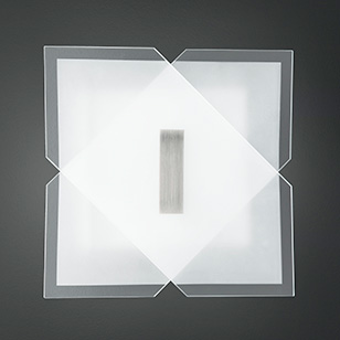 Wofi Lighting Nadra Modern Square Glass Square Wall Light With White And Clear Glass