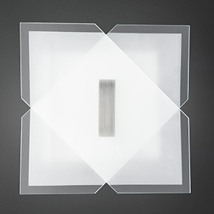 Wofi Lighting Nadra Modern Square Glass Wall Light With White And Clear Glass