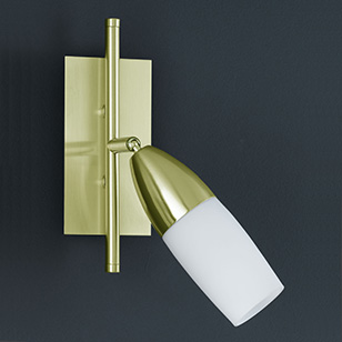 Wofi Lighting New Jersey Modern Brass-matt Energy Saving Wall Light With A White Glass Shade
