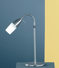 Wofi Lighting New Jersey Modern Energy Saving Table Lamp In Nickel-matt With White Glass Shade