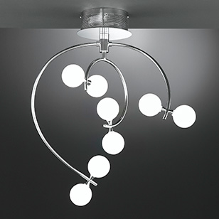 Ontario Chrome Ceiling Light With Small White Globe Shades