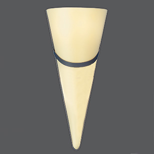 Wofi Lighting Prince Modern Funnel Shaped Glass Wall Light In Brown Rust Effect With Pale Yellow Glass
