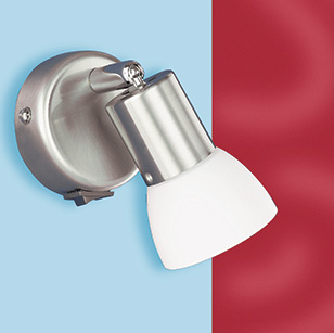 Wofi Lighting Sleeve Vetro Modern Nickel Matt Wall Light With A White Glass Shade And Switch