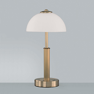 Wofi Lighting Table Lamp Modern Coloured Brass With White Opaque Glass Shades