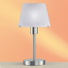 Wofi Lighting Troja Nickel Table Lamp with Frosted Glass Shade