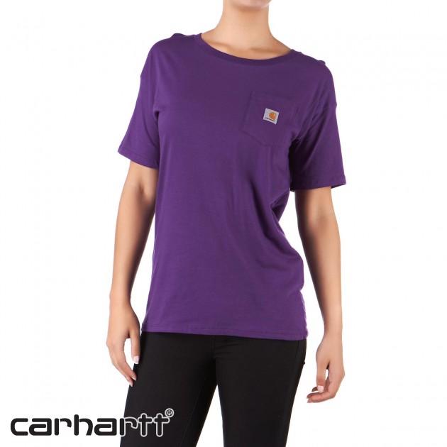 Womens Carhartt Pocket T-Shirt - Crimson