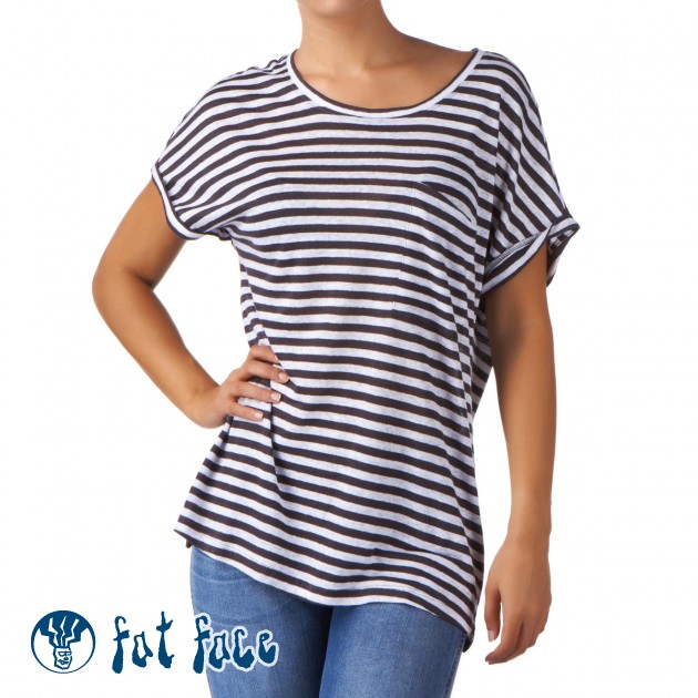 Womens Fat Face Linen Stripe T-Shirt - White