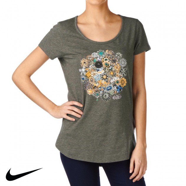 Womens Nike 6.0 Bedazzled Luxe T-Shirt - Smokey