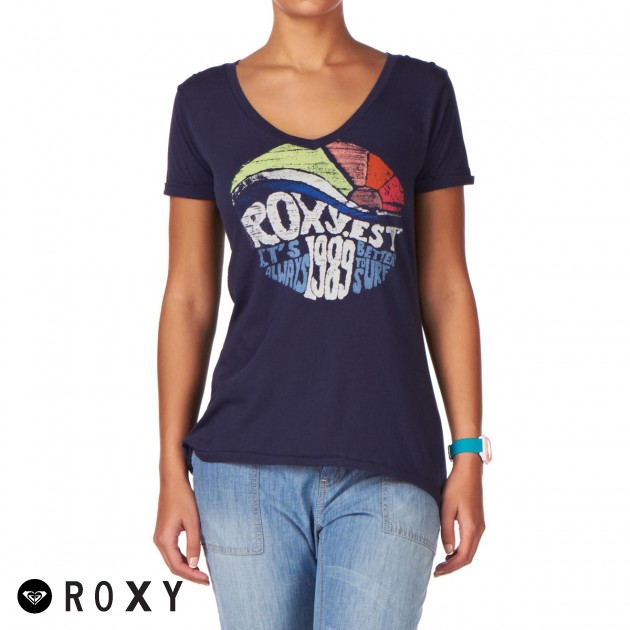 Womens Roxy Baji Cali T-Shirt - Indigo