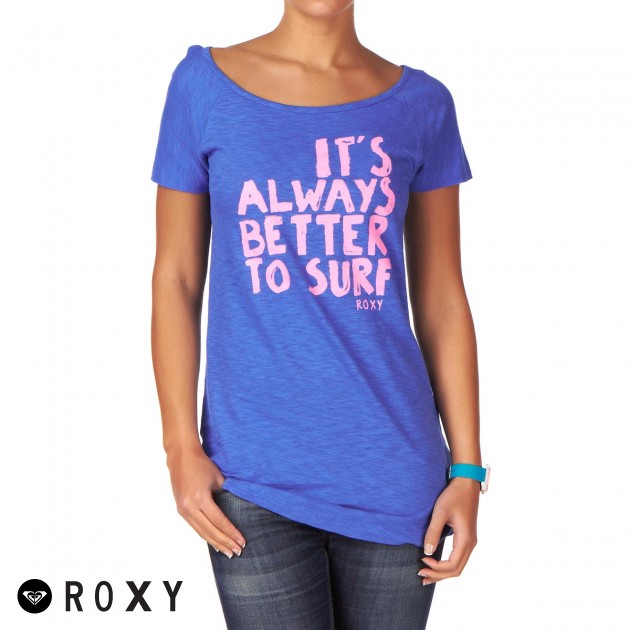 Womens Roxy Neon World T-Shirt - Amparo Blue