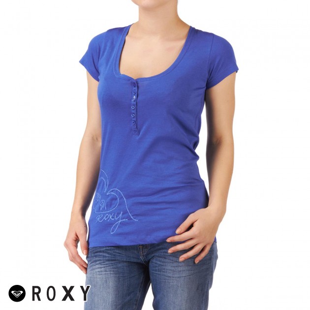 Womens Roxy Roxy Cross T-Shirt - Amparo Blue