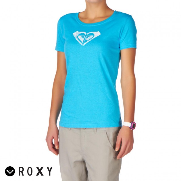 Womens Roxy Scrapped T-Shirt - Neon Blue