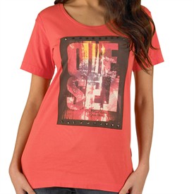 Womens Tops Diesel Womens Tewax Maglietta T-Shirt Pink