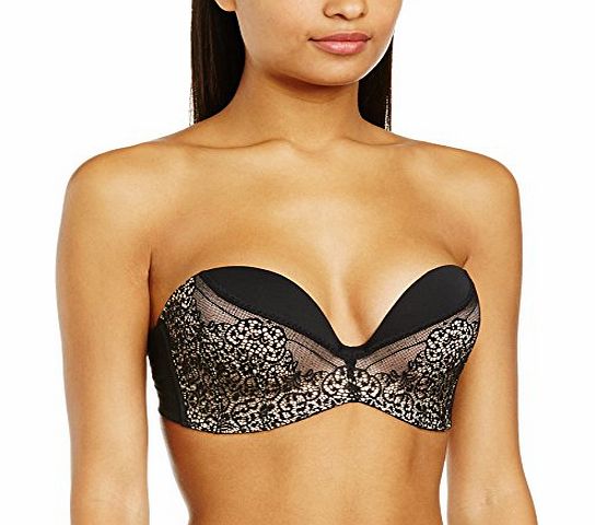 Wonderbra Womens Ultimate Strapless Lace Everyday Bra, Black, 34DD