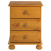 Woodbury 3 Drawer Bedside, Antiqued Pine