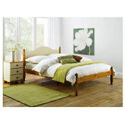King Bed Frame, Cream & Antiqued Pine