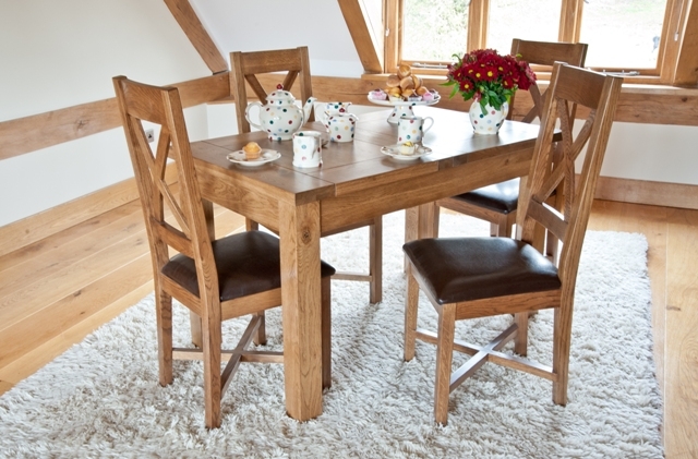 Woodbury Oak Small Extending Dining Table and 4