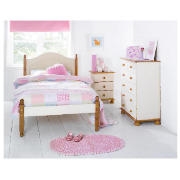 Single Bed Frame, Cream & Antiqued Pine