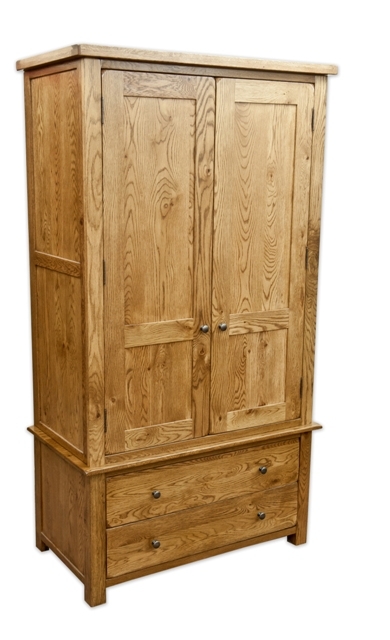 Woodbury Solid Oak Double Gents Wardrobe with 2