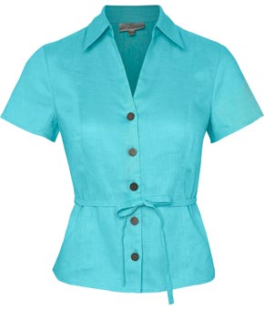 Wooden Button Detail Linen Blouse