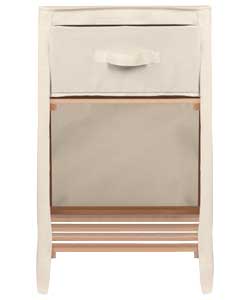 Wooden Frame Bedside Table - Cream Fabric
