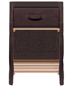 Wooden Frame Fabric Bedside Table - Dark Brown