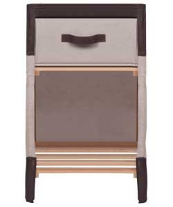 Wooden Frame Fabric Bedside Table - Mink and Brown
