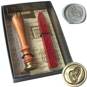 Wooden Handled Wedding Rings Wax Seal