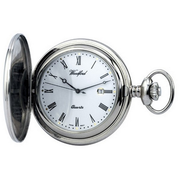 Chrome Plated Quartz Full Hunter Pocket Watch by