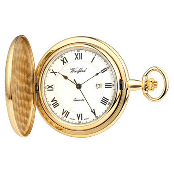 Woodford Gold Plated Decorated Quartz Pocket Watch by