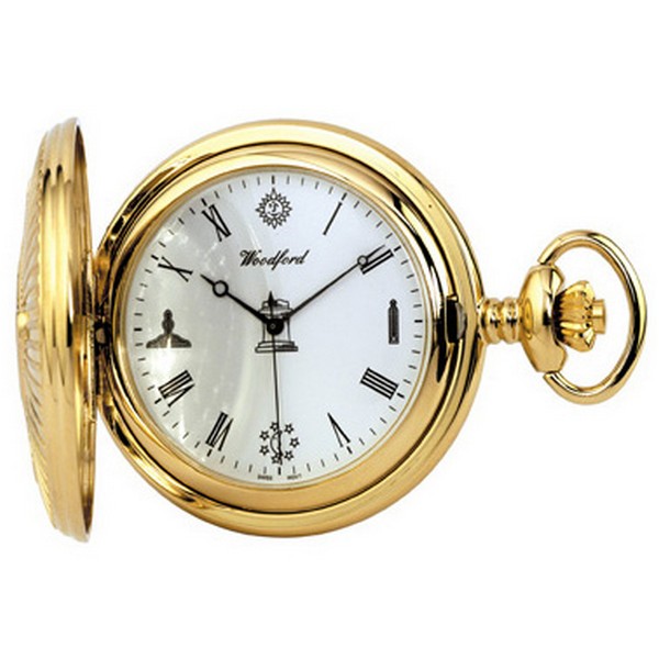 Gold Plated Masonic Quartz Pocket Watch by