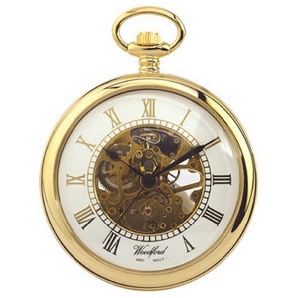Gold Plated Open Centre Mechanical Pocket Watch by