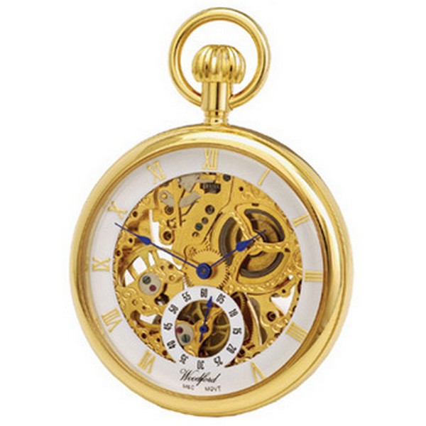 Gold Plated Open Face Mechanical Pocket Watch by