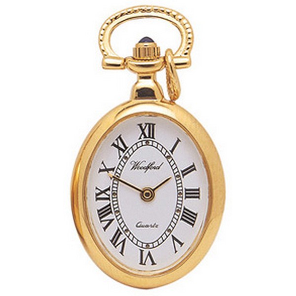 Woodford Gold Plated Oval Quartz Pendant Watch by