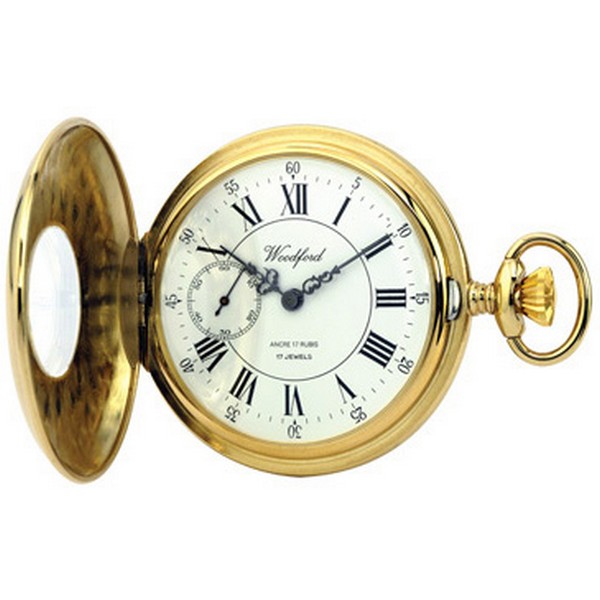 Woodford Half Hunter Gold Plated Mechanical Pocket Watch by