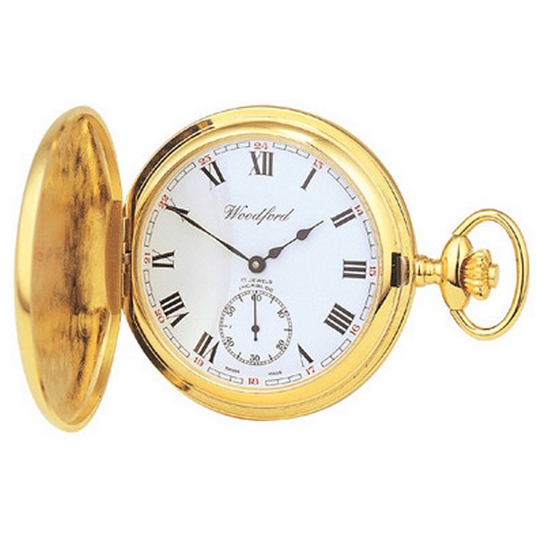 Woodford Half Hunter Swiss Jewel Mechanical Pocket Watch by