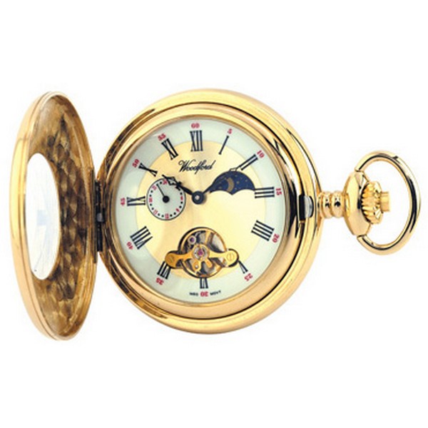 Woodford Moondial Gold Plated Mechanical Pocket Watch by