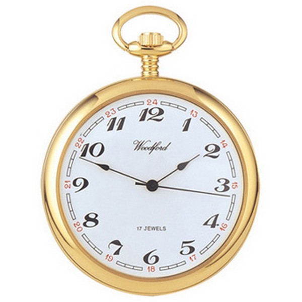 White Face Gold Plated Mechanical Pocket Watch by