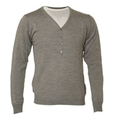 Grey Button Fastening Sweater