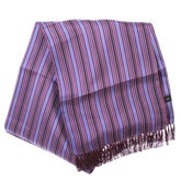 Purple Stripe Tassle Silk Scarf