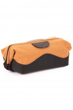 Woodland Leather Canvas Travel Wash Bag